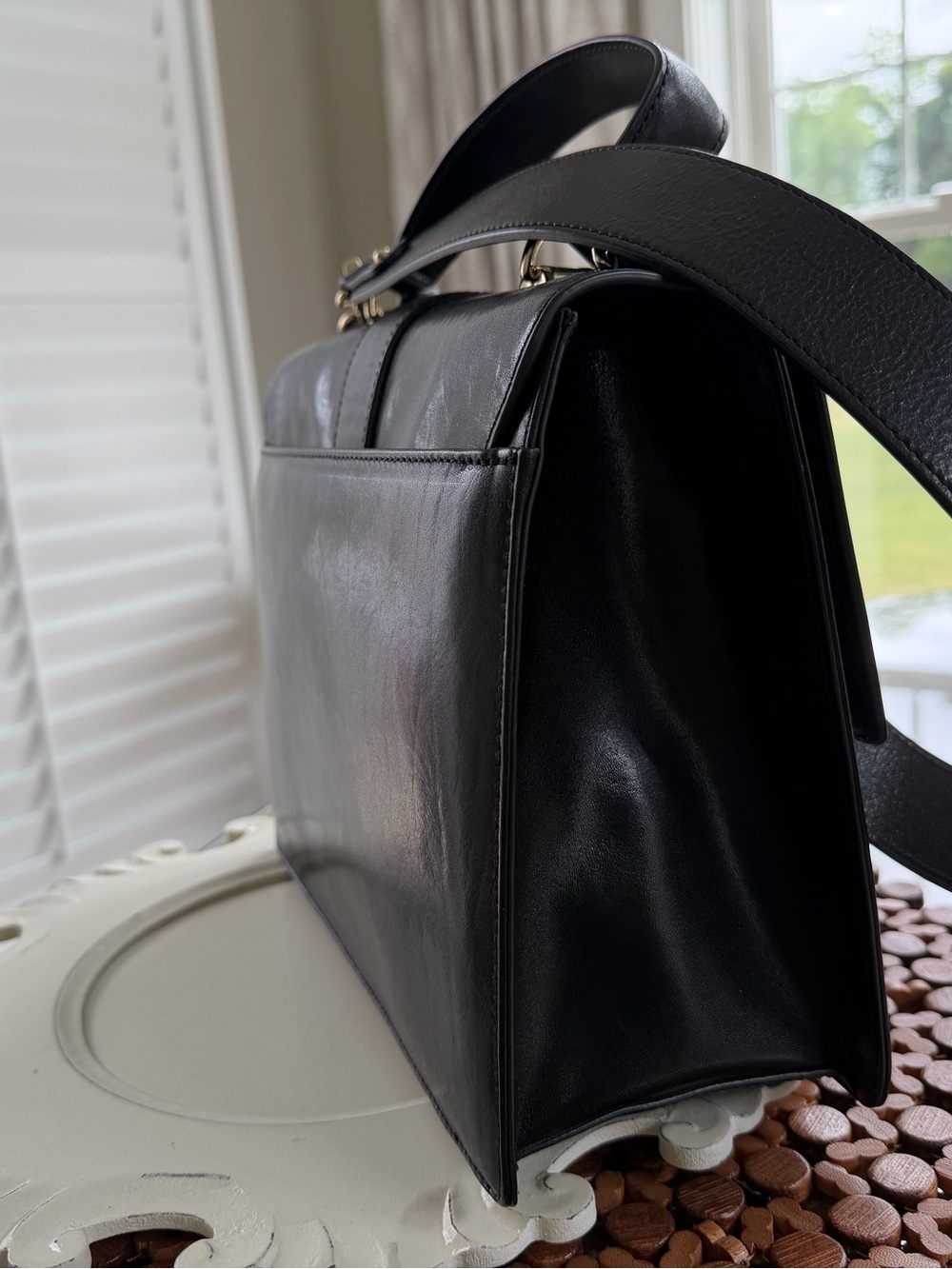 Brahmin  medium Francine Black Topsail Genuine Leather 
Style Q88115900001 - Picture 9 of 15